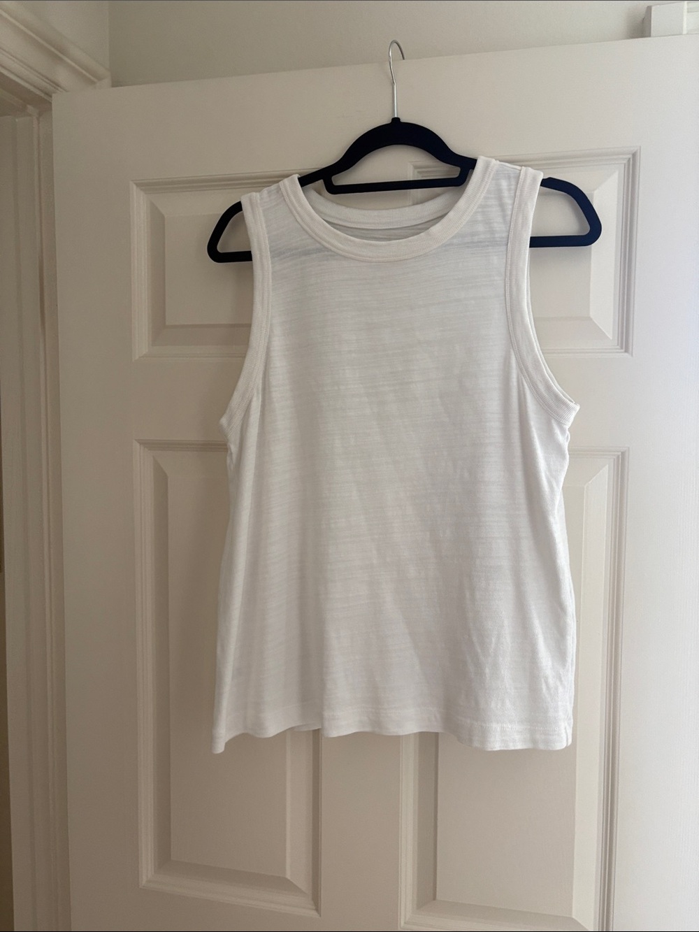 LOFT White Ribbed Crewneck Tank Top